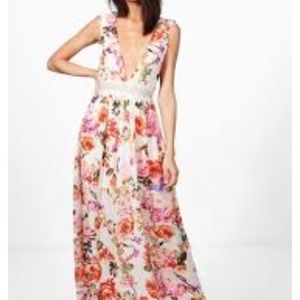 Boohoo Floral Deep Plunge Maxi - 6